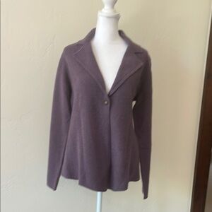 Eileen Fisher Plum Knit Jacket Cashmere/Lambswool Blend NWOT